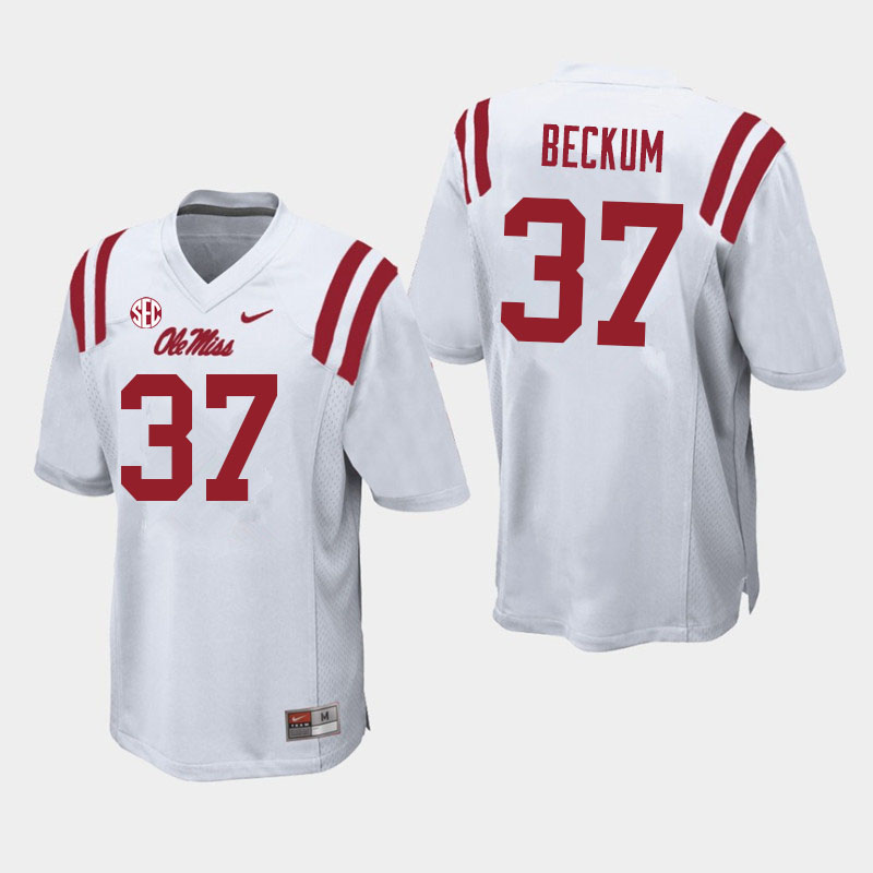 DJ Beckum Ole Miss Rebels NCAA Men's White #37 Stitched Limited College Football Jersey ZHL1858SR